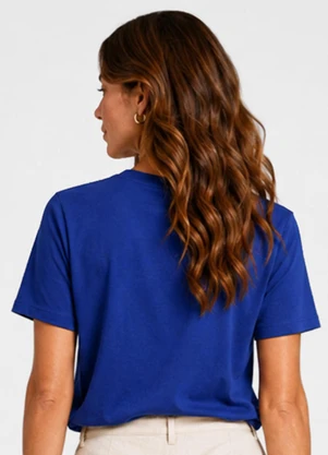 Infinita Cor - Blusa Feminina Estampada em Meia Malha Azul - INFINITA COR