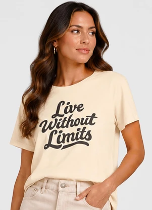 Infinita Cor - Blusa Feminina Estampada em Meia Malha Bege - INFINITA COR