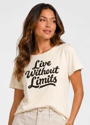 Infinita Cor - Blusa Feminina Estampada em Meia Malha Bege - INFINITA COR