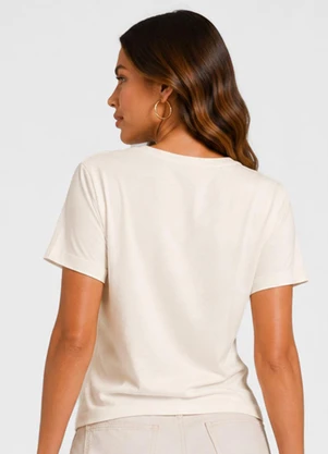 Infinita Cor - Blusa Feminina Estampada em Meia Malha Bege - INFINITA COR