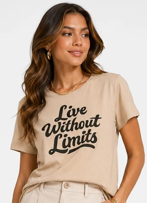Infinita Cor - Blusa Feminina Estampada em Meia Malha Bege - INFINITA COR