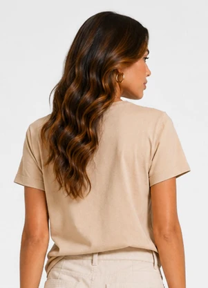 Infinita Cor - Blusa Feminina Estampada em Meia Malha Bege - INFINITA COR