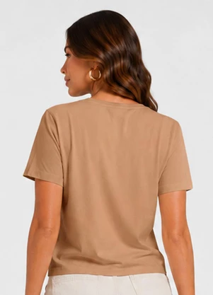Infinita Cor - Blusa Feminina Estampada em Meia Malha Marrom - INFINITA COR