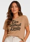 Infinita Cor - Blusa Feminina Estampada em Meia Malha Bege - variação: Marrom