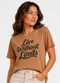 Infinita Cor - Blusa Feminina Estampada em Meia Malha Bege - variação: Marrom