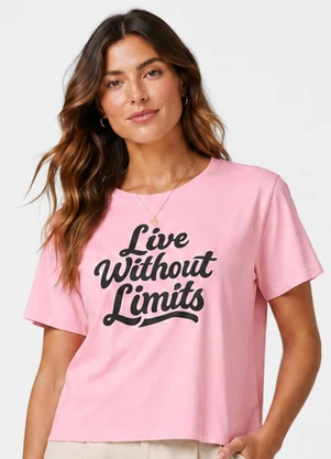 Infinita Cor - Blusa Feminina Estampada em Meia Malha Rosa - INFINITA COR