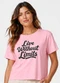 Infinita Cor - Blusa Feminina Estampada em Meia Malha Bege - variação: Rosa