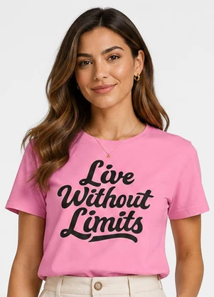 Infinita Cor - Blusa Feminina Estampada em Meia Malha Rosa - INFINITA COR