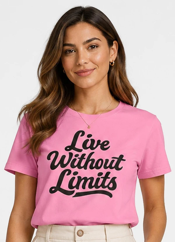 Infinita Cor - Blusa Feminina Estampada em Meia Malha Rosa