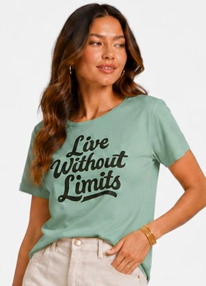 Infinita Cor - Blusa Feminina Estampada em Meia Malha Verde - INFINITA COR