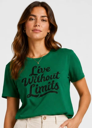 Infinita Cor - Blusa Feminina Estampada em Meia Malha Verde - INFINITA COR