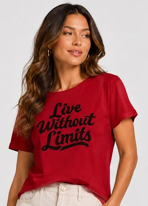 Infinita Cor - Blusa Feminina Estampada em Meia Malha Vermelho - INFINITA COR