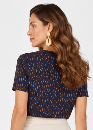 Infinita Cor - Blusa Feminina Estampada em Suplex Azul - INFINITA COR