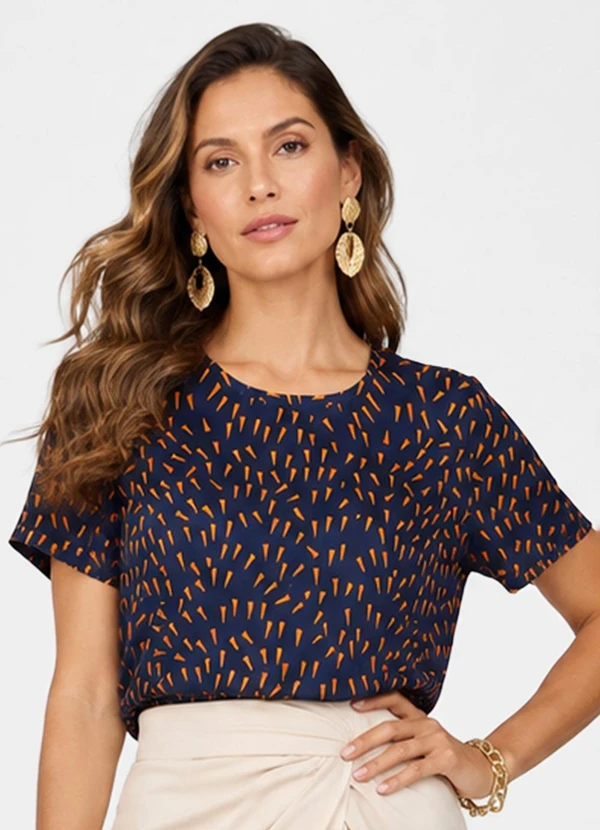 Infinita Cor - Blusa Feminina Estampada em Suplex Azul
