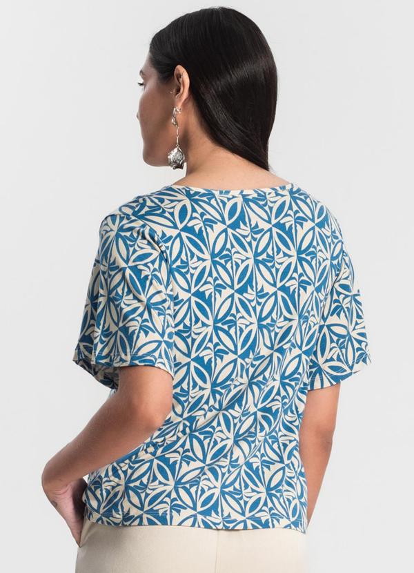 Rovitex - Blusa Feminina Estampada Godê Azul 2