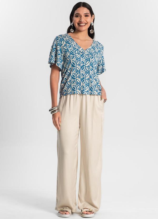 Rovitex - Blusa Feminina Estampada Godê Azul 3