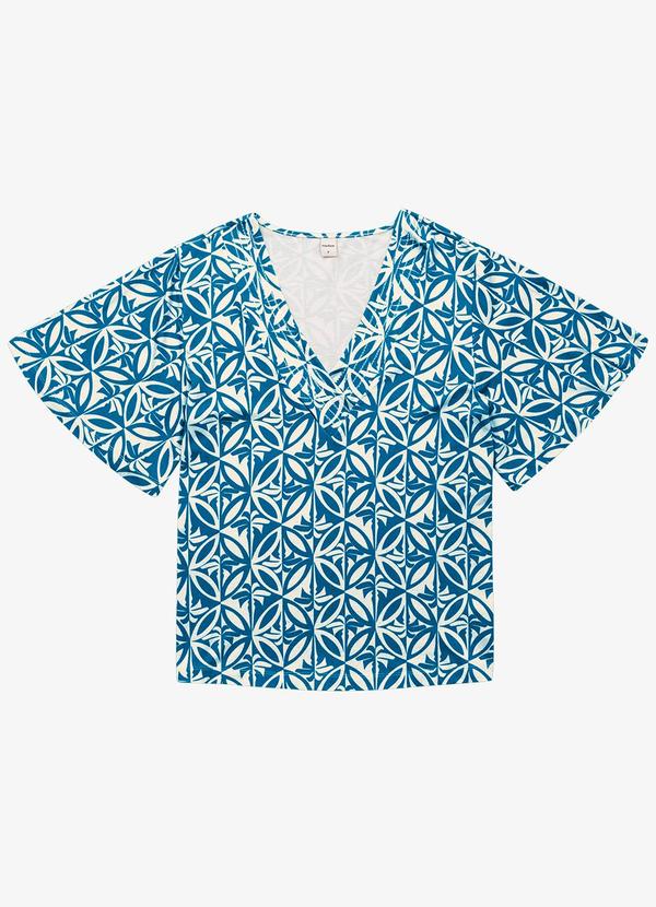 Rovitex - Blusa Feminina Estampada Godê Azul 5