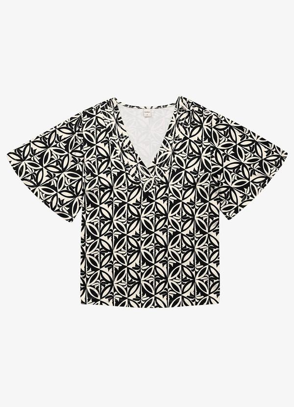 Rovitex - Blusa Feminina Estampada Godê Preto 5