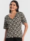 Rovitex - Blusa Feminina Estampada Godê Preto - variação: Preto