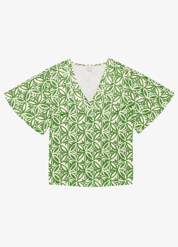 Rovitex - Blusa Feminina Estampada Godê Verde 2