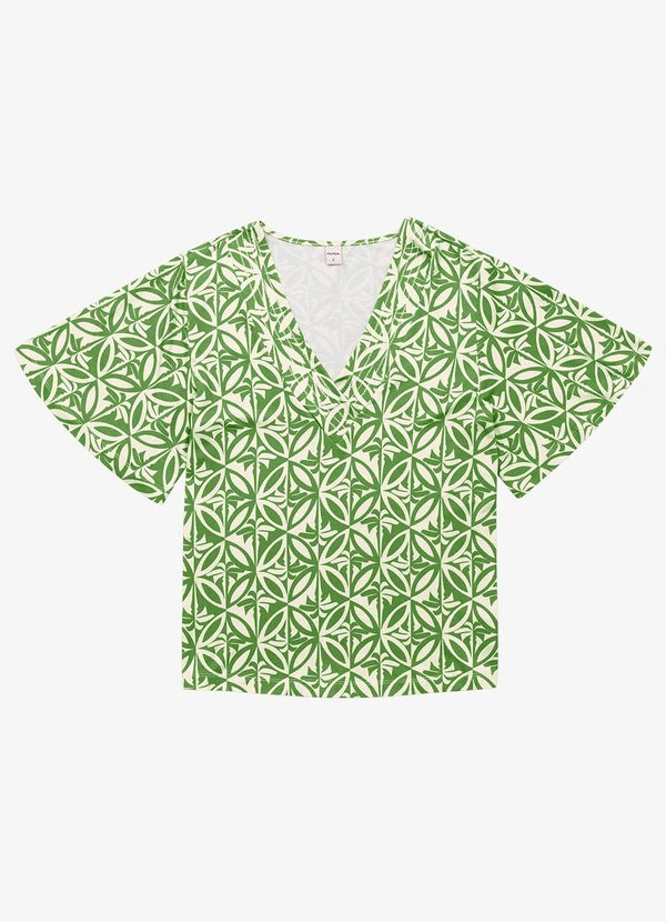 Rovitex - Blusa Feminina Estampada Godê Verde 2
