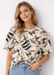 Infinita Cor - Blusa Feminina Estampada Gola Redonda Rosa - variação: Bege