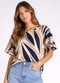 Infinita Cor - Blusa Feminina Estampada Gola Redonda Rosa - variação: Bege