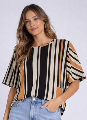 Infinita Cor - Blusa Feminina Estampada Gola Redonda Rosa - INFINITA COR