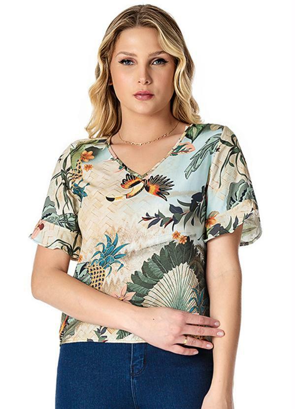 Infinita Cor - Blusa Feminina Estampada Infinita Cor Bege