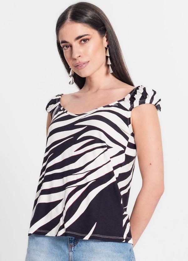 Infinita Cor - Blusa Feminina Estampada Preto