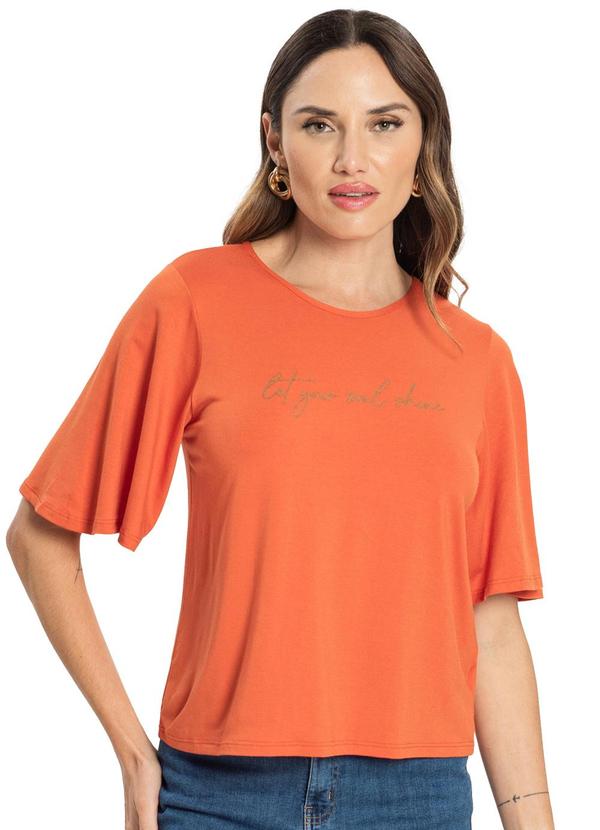 Rovitex - Blusa Feminina Estampada Laranja