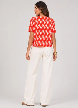 Infinita Cor - Blusa Feminina Estampada Laranja - INFINITA COR