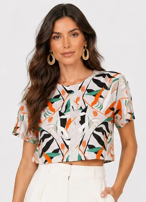Infinita Cor - Blusa Feminina Estampada Laranja - INFINITA COR