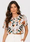Infinita Cor - Blusa Feminina Estampada Azul - variação: Laranja