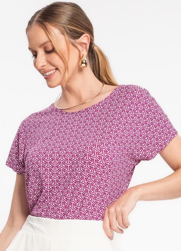 Rovitex - Blusa Feminina Estampada Manga Curta Roxo