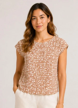 Select - Blusa Feminina Estampada Marrom - SELECT