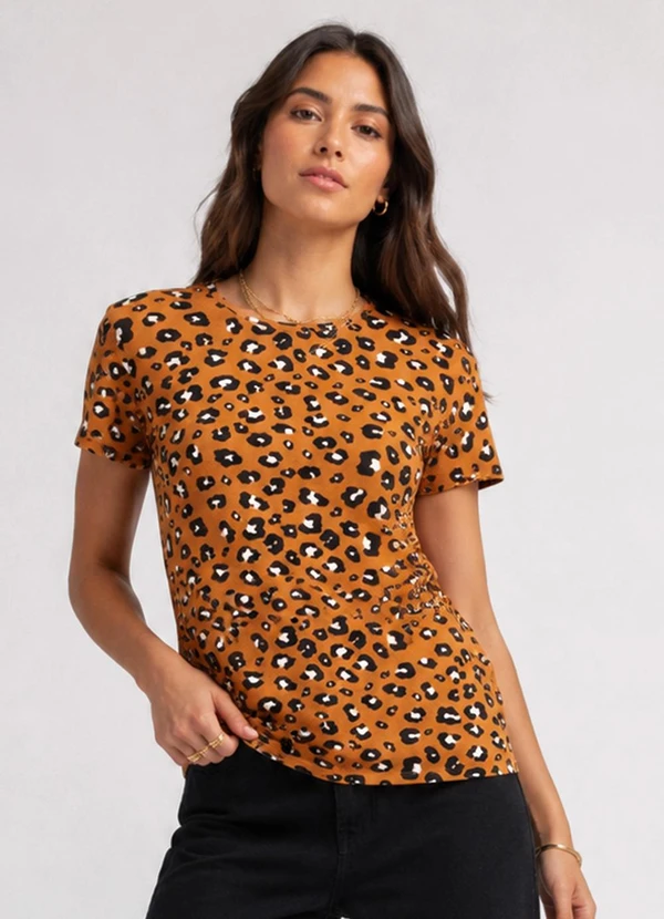 Infinita Cor - Blusa Feminina Estampada Marrom