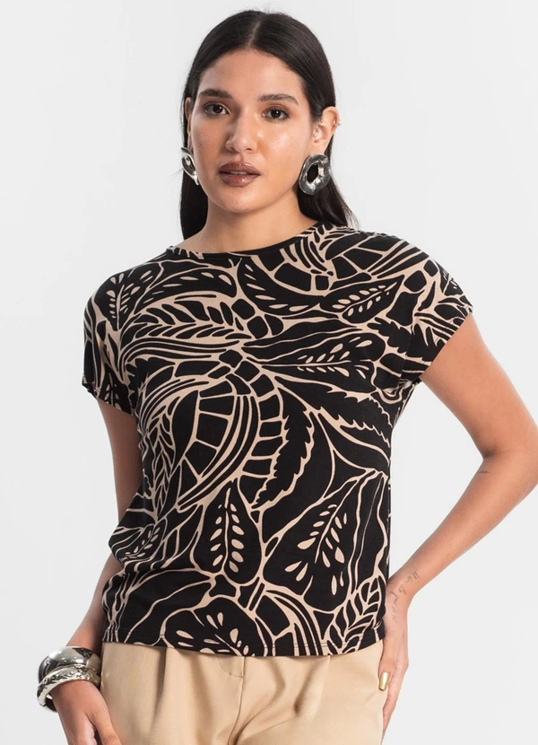 Rovitex - Blusa Feminina Estampada Preto