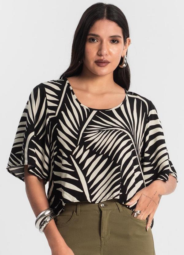 Rovitex - Blusa Feminina Estampada Preto 4