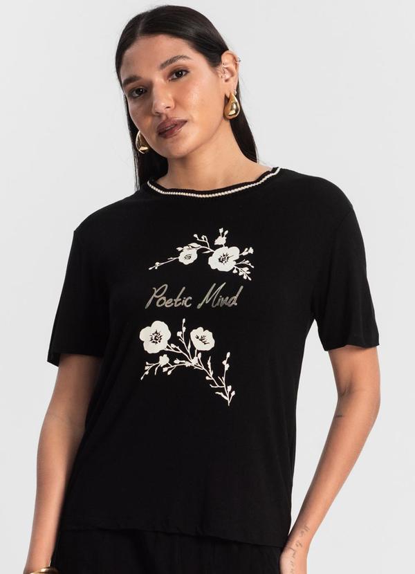 Rovitex - Blusa Feminina Estampada Preto