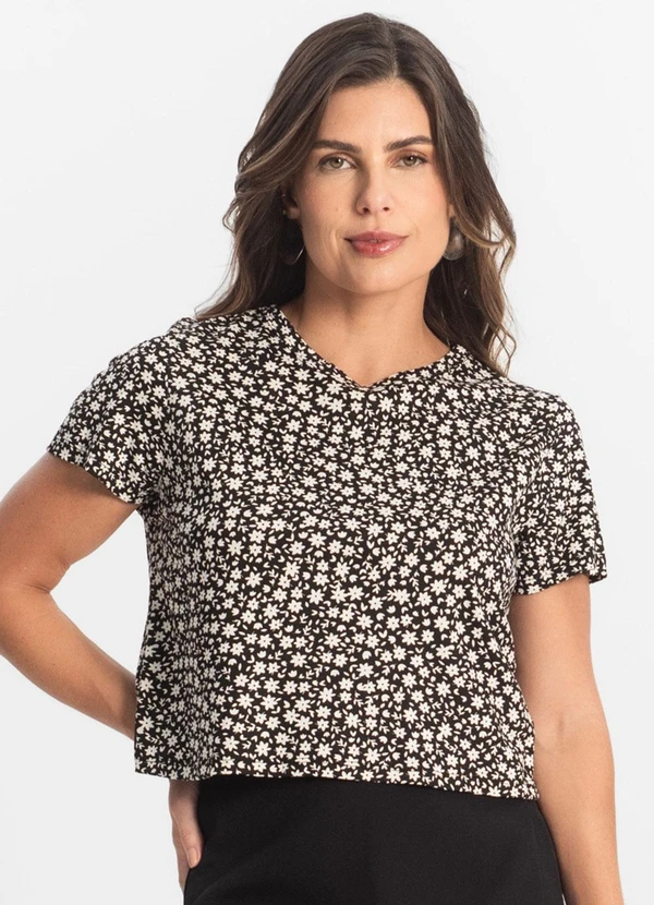 Select - Blusa Feminina Estampada Preto