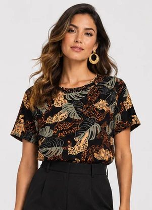 Infinita Cor - Blusa Feminina Estampada Preto - INFINITA COR