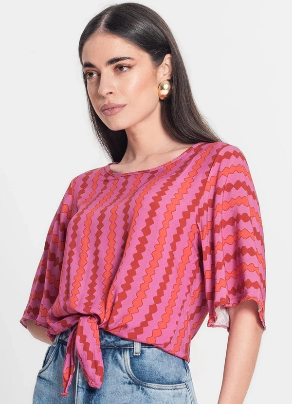 Infinita Cor - Blusa Feminina Estampada Rosa