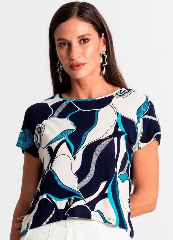 Rovitex - Blusa Feminina Estampada Azul