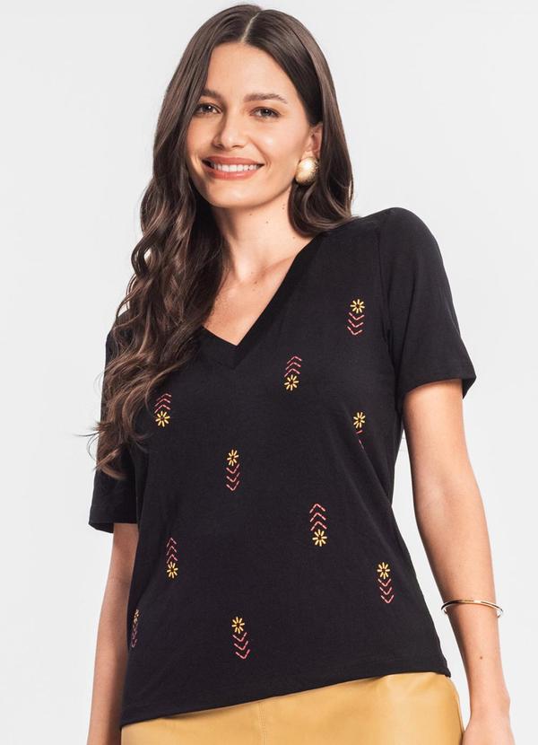 Rovitex - Blusa Feminina Estampada Rovitex Preto