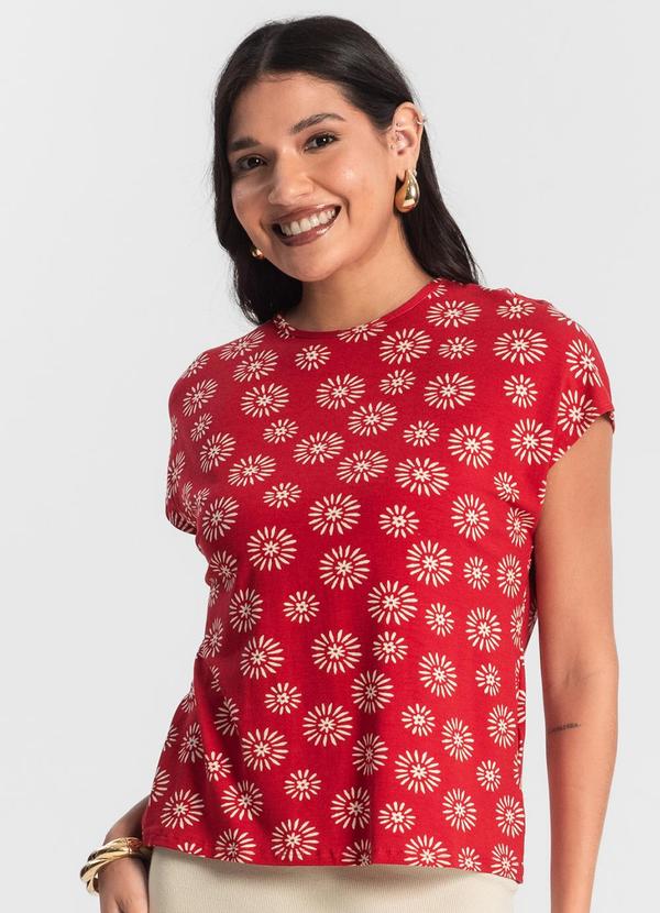 Rovitex - Blusa Feminina Estampada Vermelho