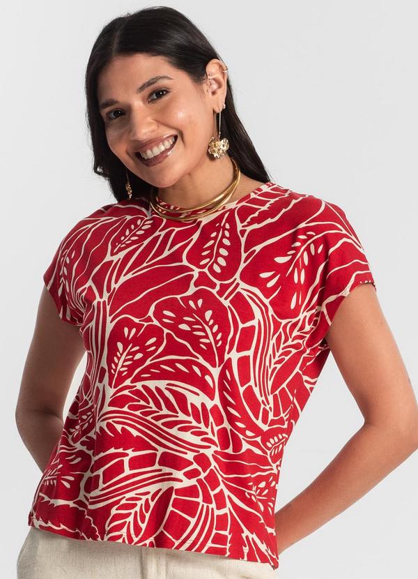 Rovitex - Blusa Feminina Estampada Vermelho