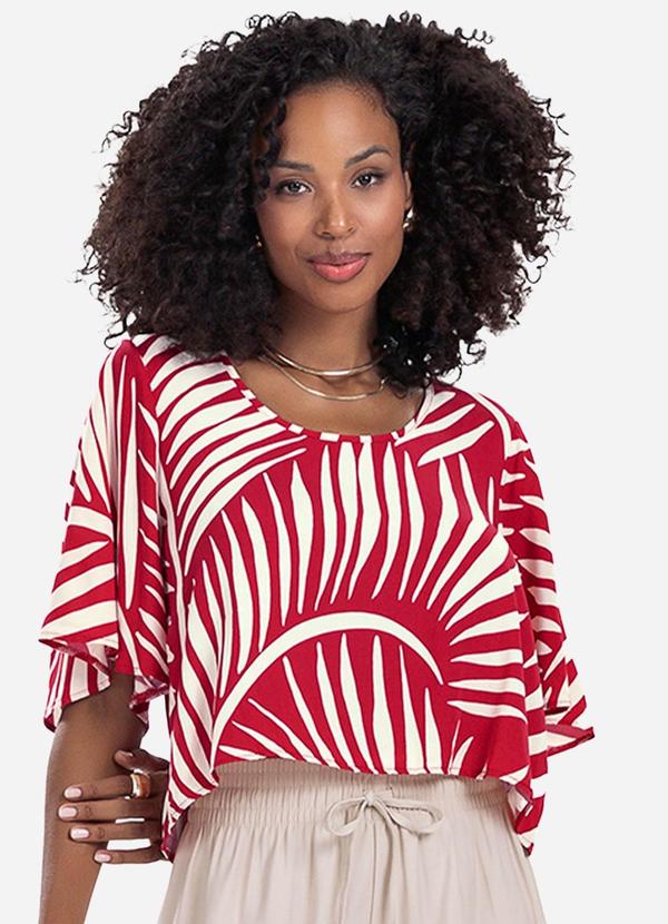 Rovitex - Blusa Feminina Estampada Vermelho