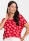 Select - Blusa Feminina Estampada Marrom - variação: Vermelho