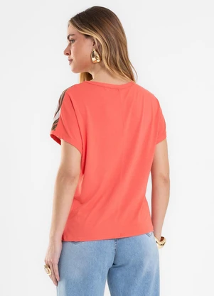 Rovitex - Blusa Feminina Estampada Visco Creponada Laranja - ROVITEX